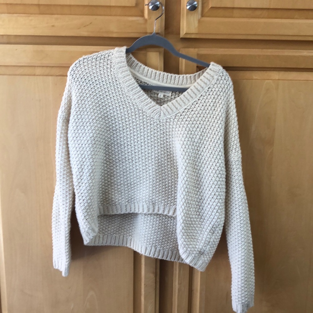 Chunky white knit sweater
